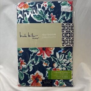 Nicole Miller Home Outdoor Tablecloth 70" Round Zipper & Umbrella Hole Floral